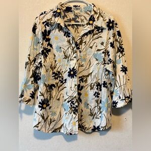 Duck Head | Blue and White Floral Shirt | size XL